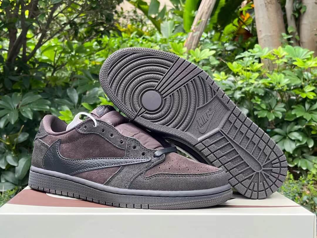 Authentic Travis Scott x Air Jordan 1 Low OG Velvet Brown Dark Mocha