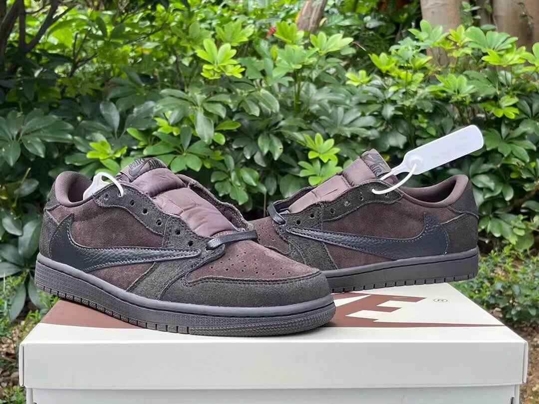 Authentic Travis Scott x Air Jordan 1 Low OG Velvet Brown Dark Mocha