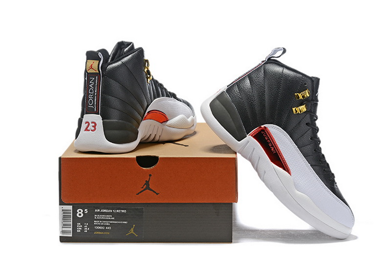  Air Jordan 12 “Reverse Taxi” Black/Gold-White 