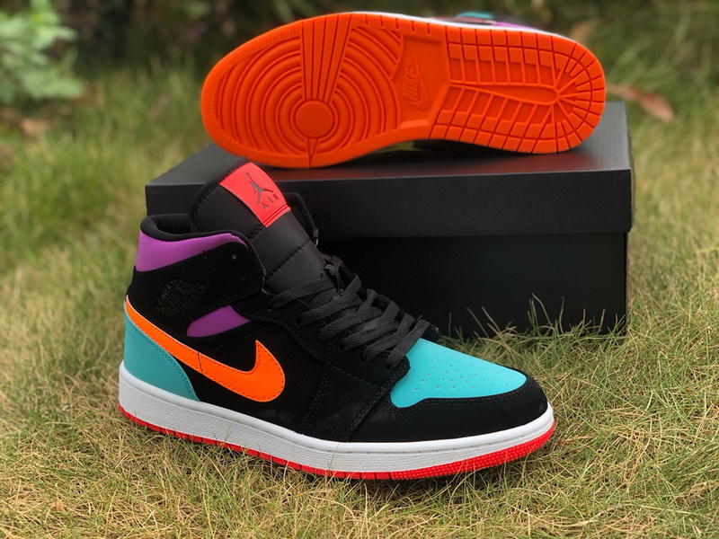 Authentic Air Jordan 1 Mid Black Total Orange 