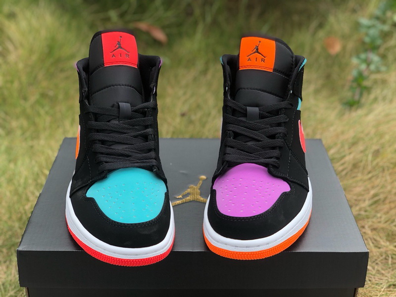 Authentic Air Jordan 1 Mid Black Total Orange 