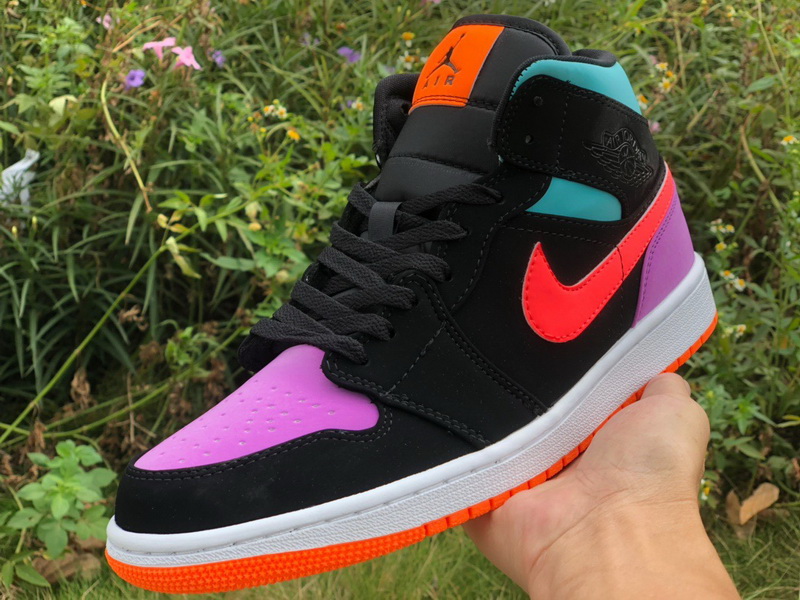 Authentic Air Jordan 1 Mid Black Total Orange 