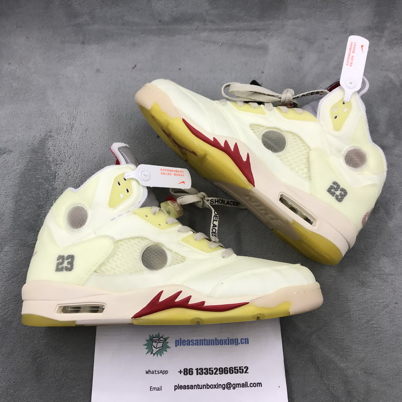 Authentic OFF-WHITE x Air Jordan 5 “Sail” 