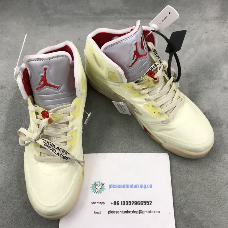 Authentic OFF-WHITE x Air Jordan 5 “Sail” 