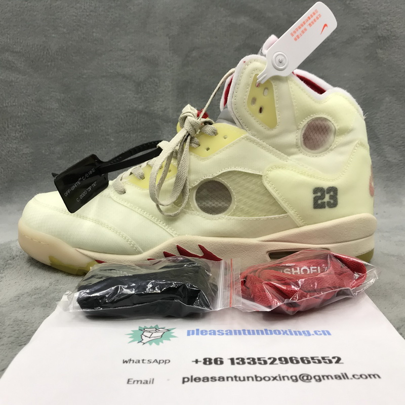 Authentic OFF-WHITE x Air Jordan 5 “Sail” 