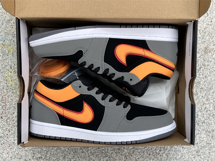 Authentic Air Jordan 1 Low “Light Graphite/Vivid Orange”