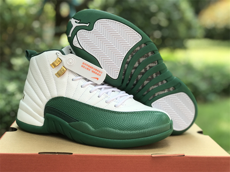 Authentic Air jordan 12 PE Ray Allen White Green