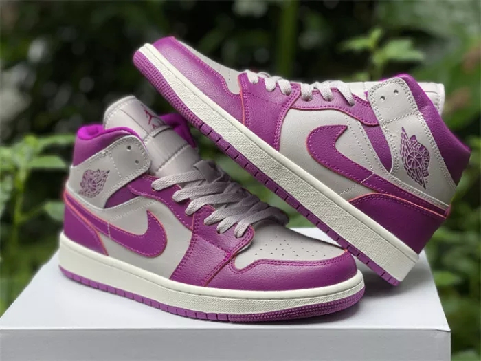 Authentic Air Jordan 1 Mid Purple Grey