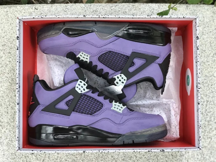 Authentic Travis Scott x Air Jordan 4 Retro Purple Custom