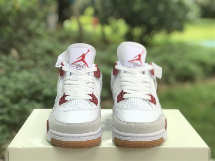 Authentic  Nike SB x Air Jordan 4 White Dark Red