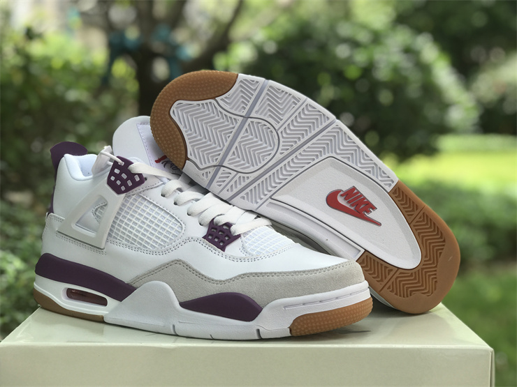 Authentic Nike SB x Air Jordan 4 White Purple