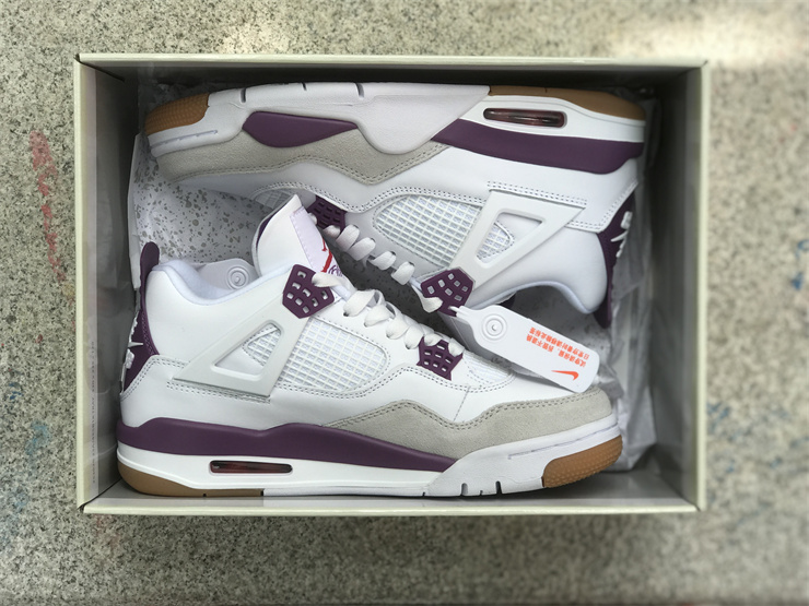 Authentic Nike SB x Air Jordan 4 White Purple