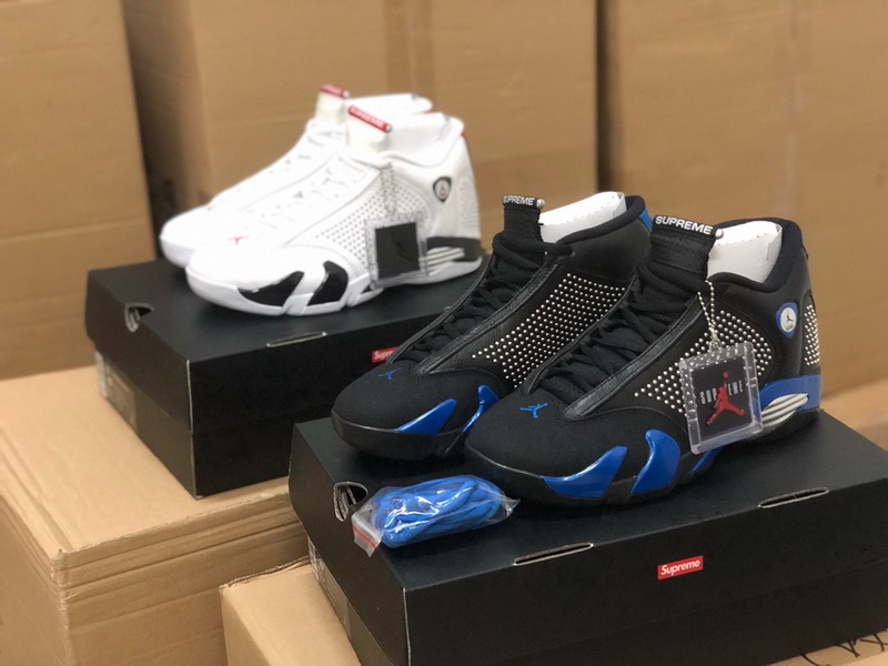 Authentic Supreme x Air Jordan 14 Black Blue 