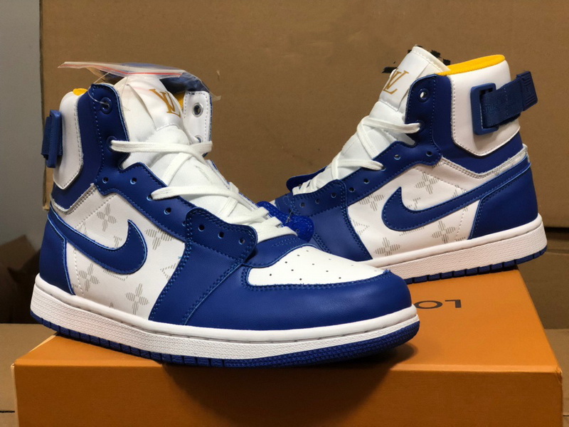 Authentic LV x Air Jordan 1 High Blue Orange GS