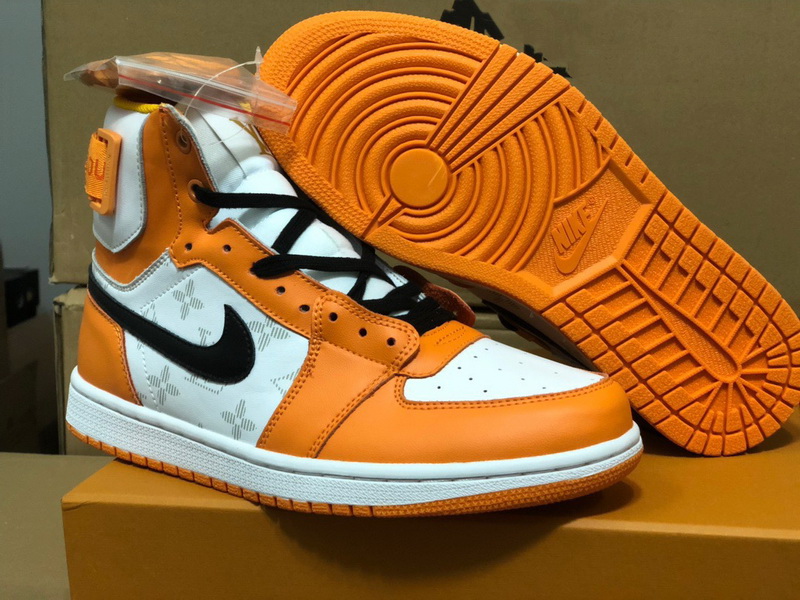 Authentic LV x Air Jordan 1 High Orange White