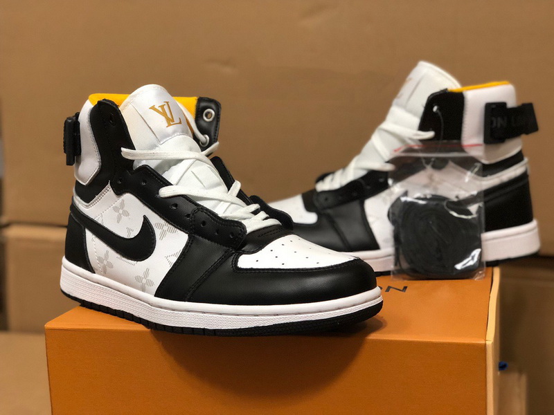 Authentic LV x Air Jordan 1 High Black White