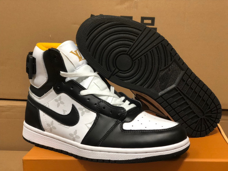 Authentic LV x Air Jordan 1 High Black White